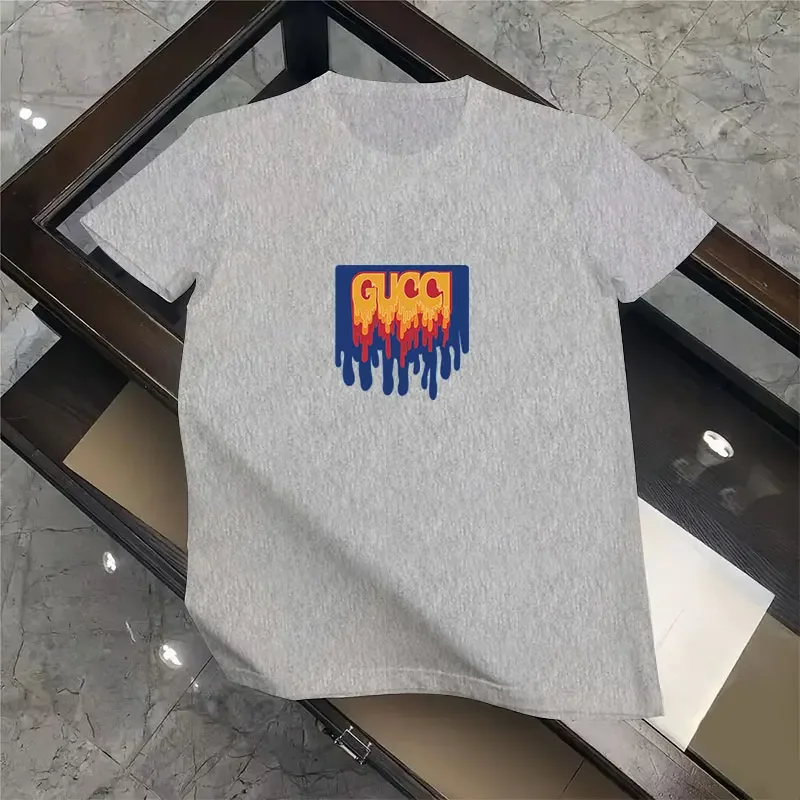 العلامة التجارية الجديدة الرجال الصيف الفاخرة الأزياء العلامة التجارية الدولية الكرتون تي شيرت مطبوع القطن الياقة المستديرة الترفيه مدينة Y2K فضفاض المحملة