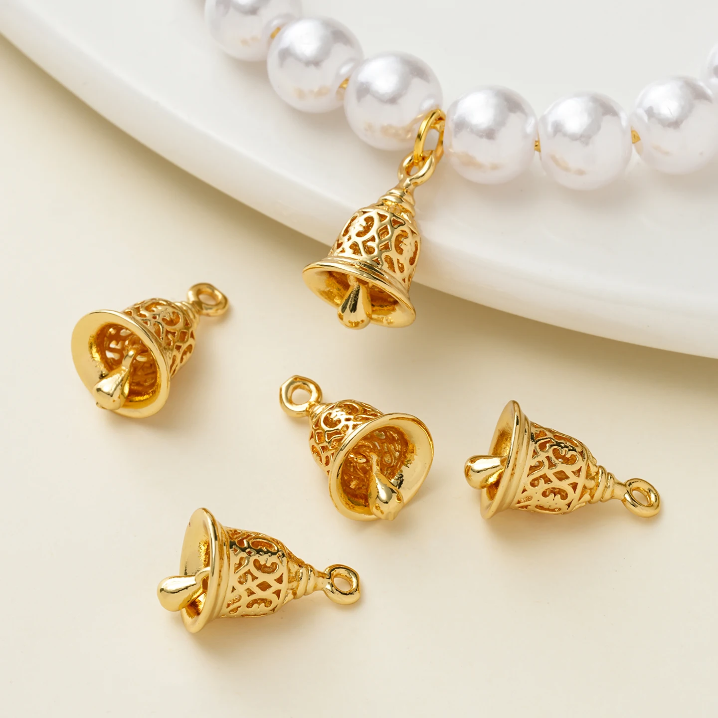 

2Pcs/Pack 14/18K Gold Color Plated Simple Hollow Bell Charms Pendants for DIY Bracelet Necklace Jewelry Making Accessories