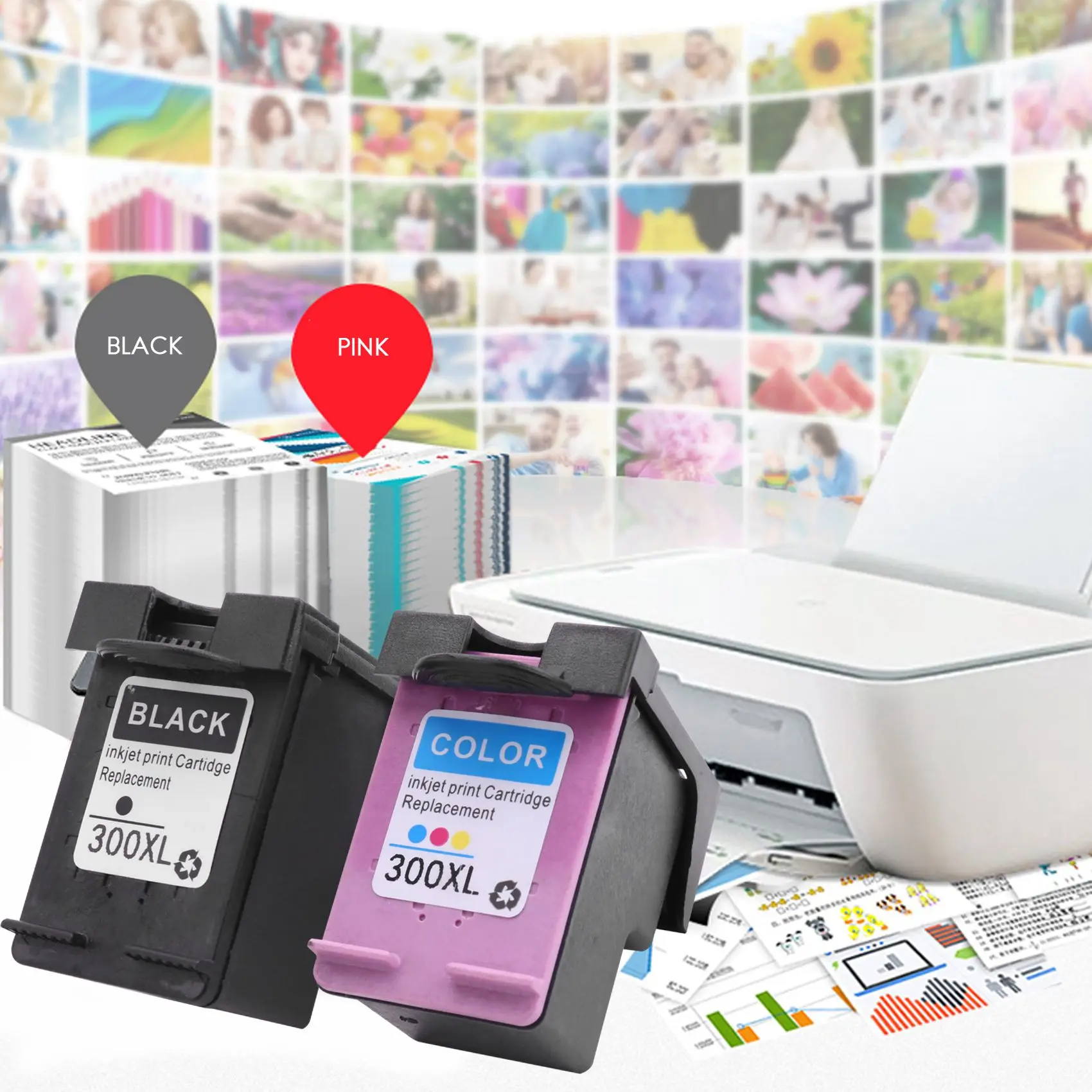 خرطوشة حبر متوافقة مع GOB-oMagnetic 300Xl لـ Hp300 لـ Hp 300 Deskjet F4500 F4580 F2420