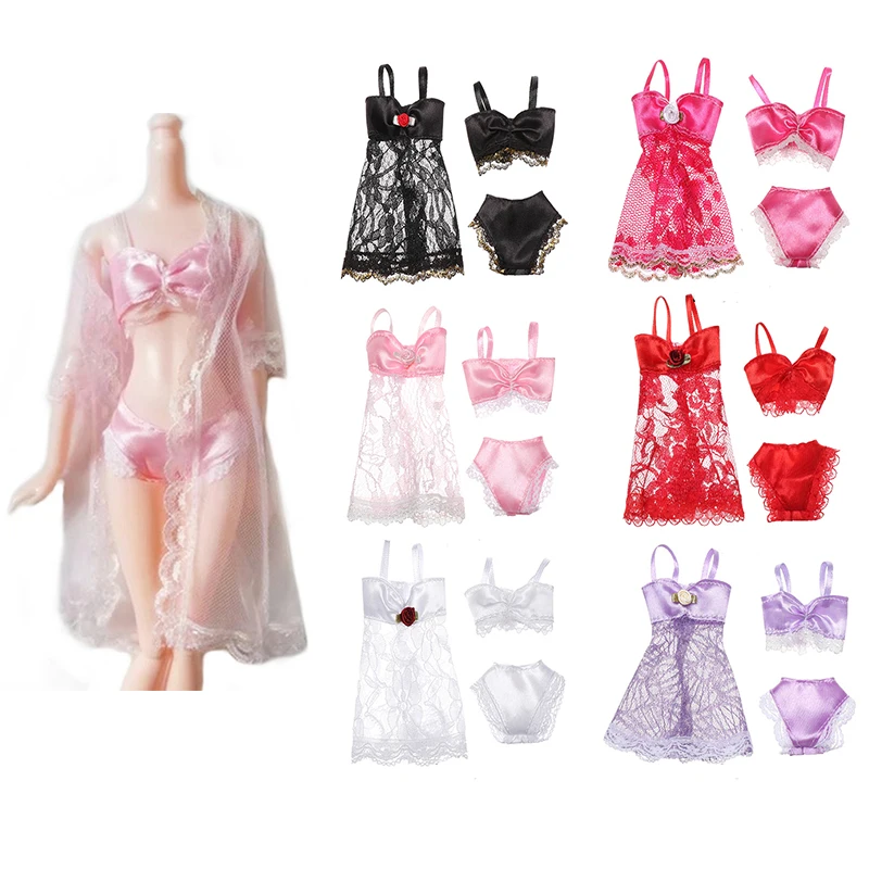 3pcs/set 30cm Doll Clothes Lace Underwear Pajamas Dress Up Doll  Accessories Kids Girl Toy Gift