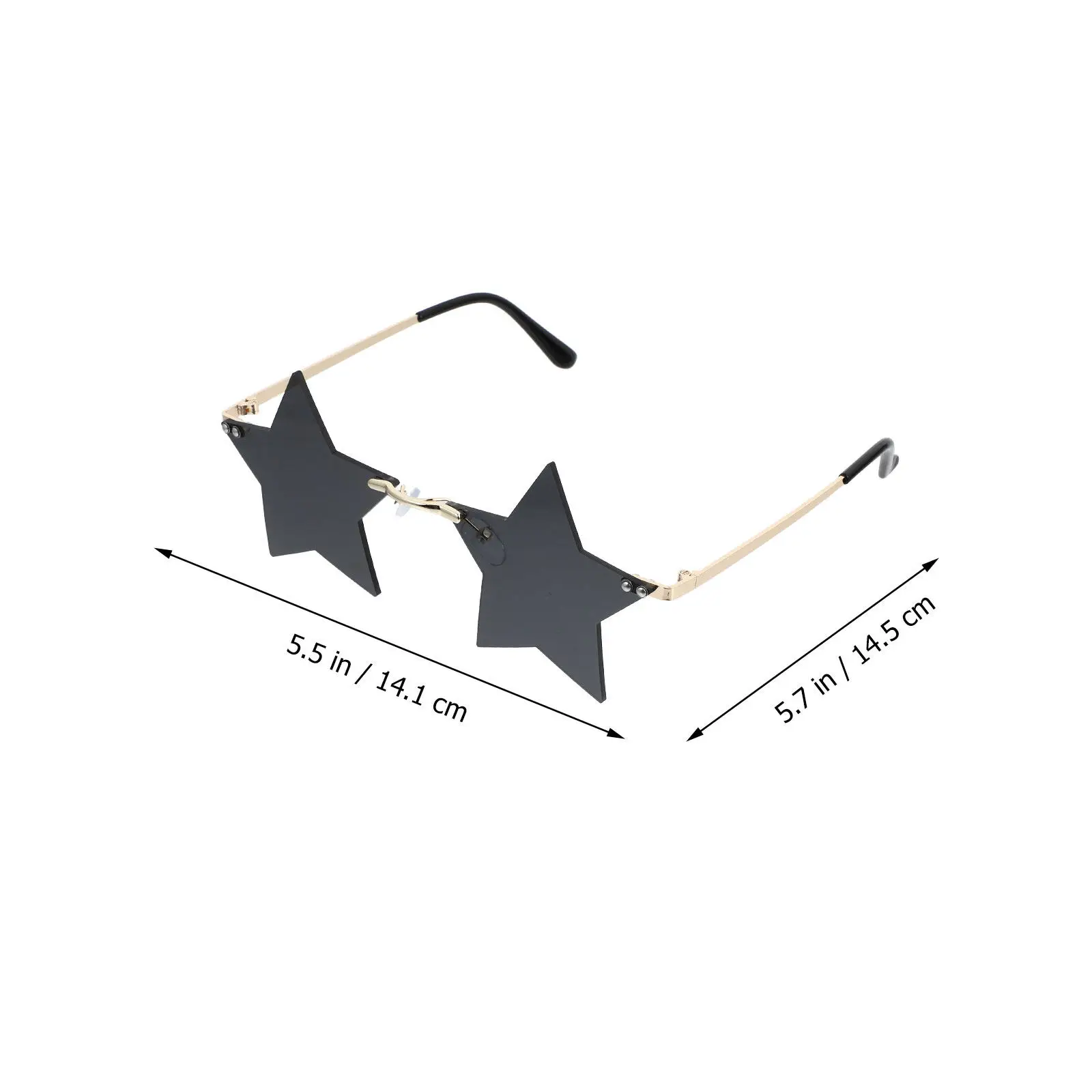 1Pair Novel Five Pointed Star Rimless Sunglasses High Quality Pc Metal Frame Comfortable Curved Legs Party Street Shot Travel