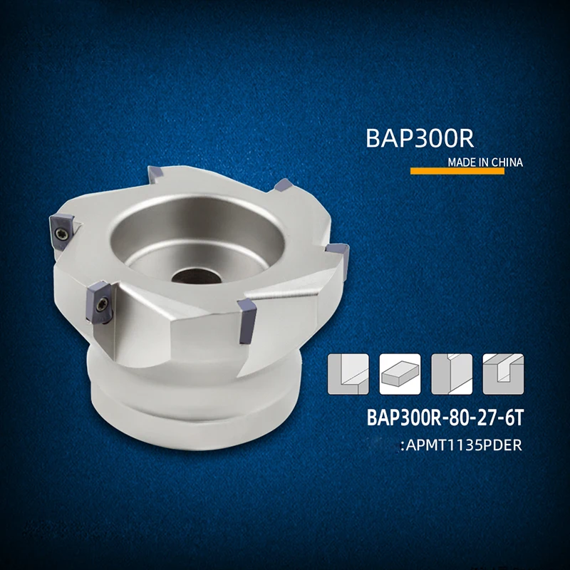 BAP300R  BAP400R CNC Flute Face Square Shoulder Right Angle Plane End Milling Cutter APMT1604 APMT1135PDER Carbide Inserts
