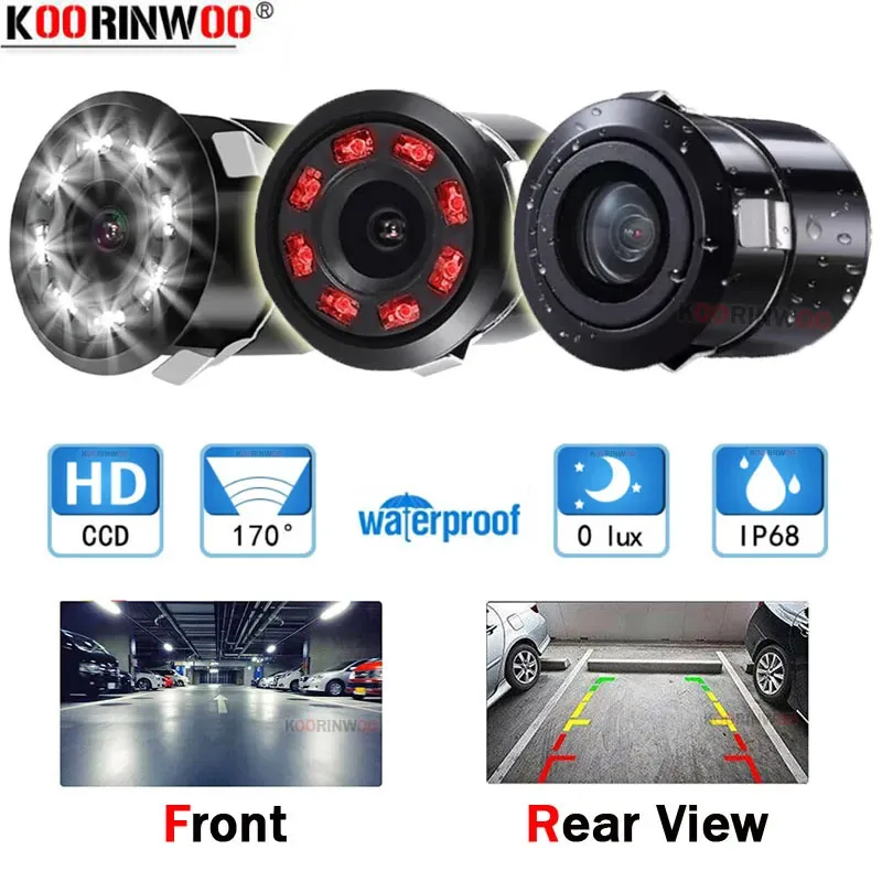 Koorinwoo Universal Punch Invisible Infrared Night Vision Car Rear View camera LED Light Infrared Car Parking Assist Reverse Cam