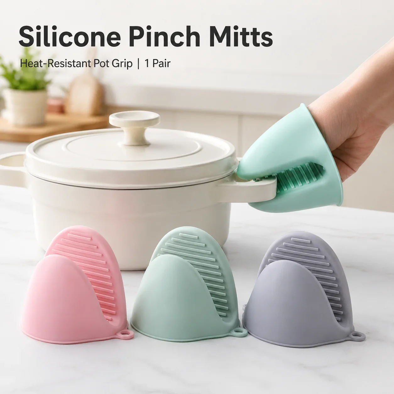 Par de Luvas de Silicone para Forno, Pegadores de Panela Macios Anti-Queimadura, Resistentes ao Calor para Cozinha e Confeitaria