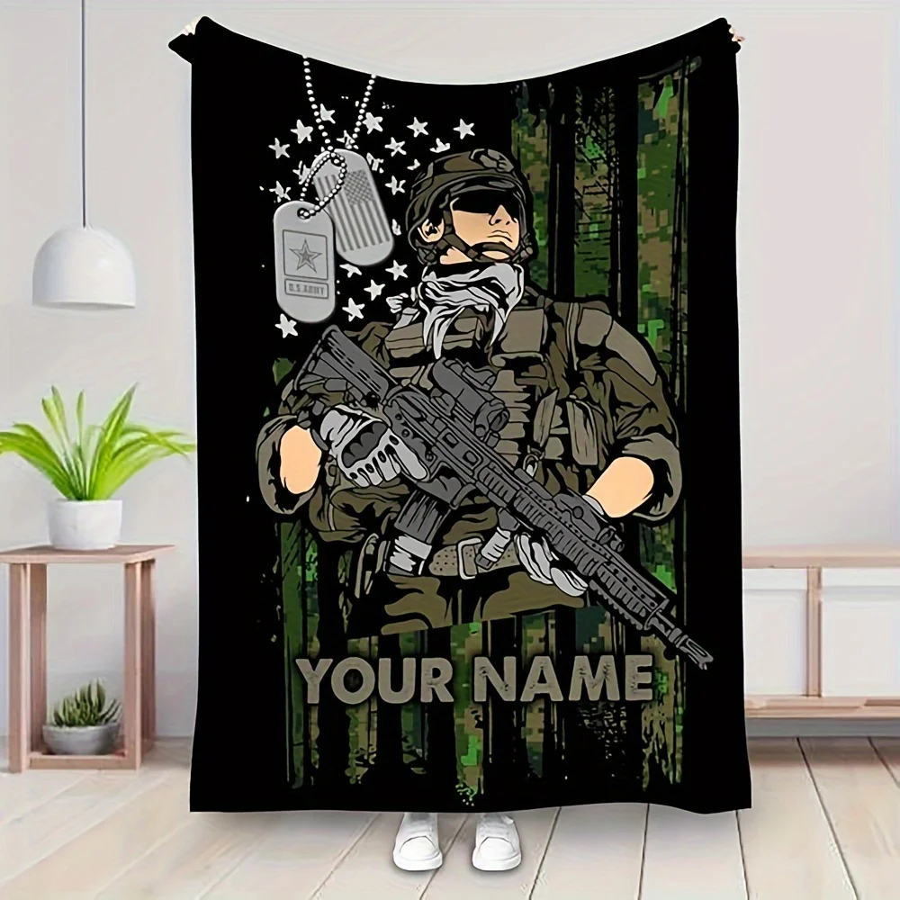 

1pc Customized Veterans Tribute Flannel Blanket Soft, Warm and Comfortable, Suitable for Sofa Bed