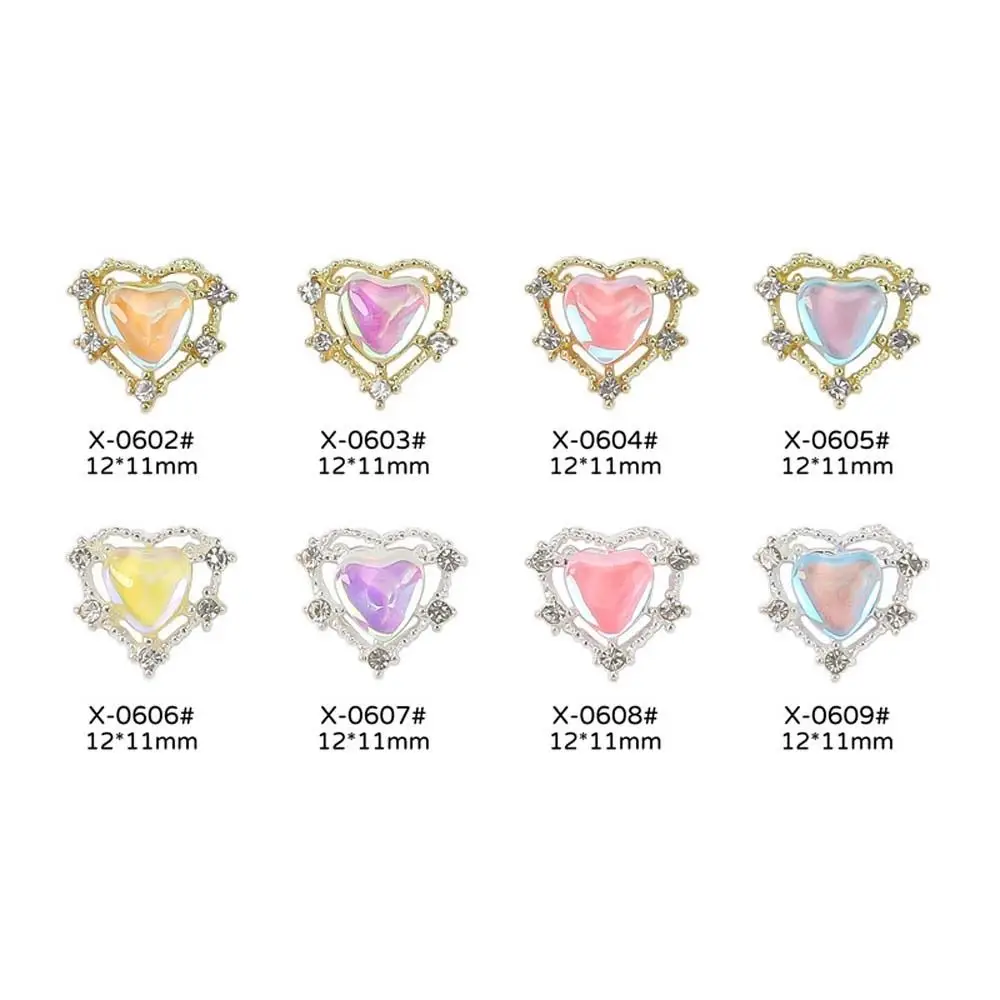 Akcesoria do manicure Aurora Love Heart, biżuteria do paznokci ze stopu, wiertła 3D do zdobienia paznokci, cyrkonie w kształcie serca, królicze ozdoby do paznokci