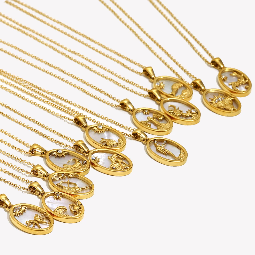 E.B.belle New Design Stainless Steel Constellation Pendant Necklace Gold Plated Party Fashion Women Neck Jewelry