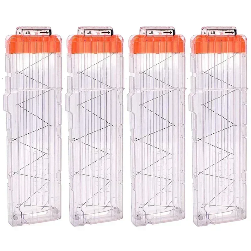 

Прозрачный оранжевый универсальный зажим для перезарядки 6/12/18 патронов для журнальных дартс, мягкая пуля, игрушечный пистолет, аксессуары