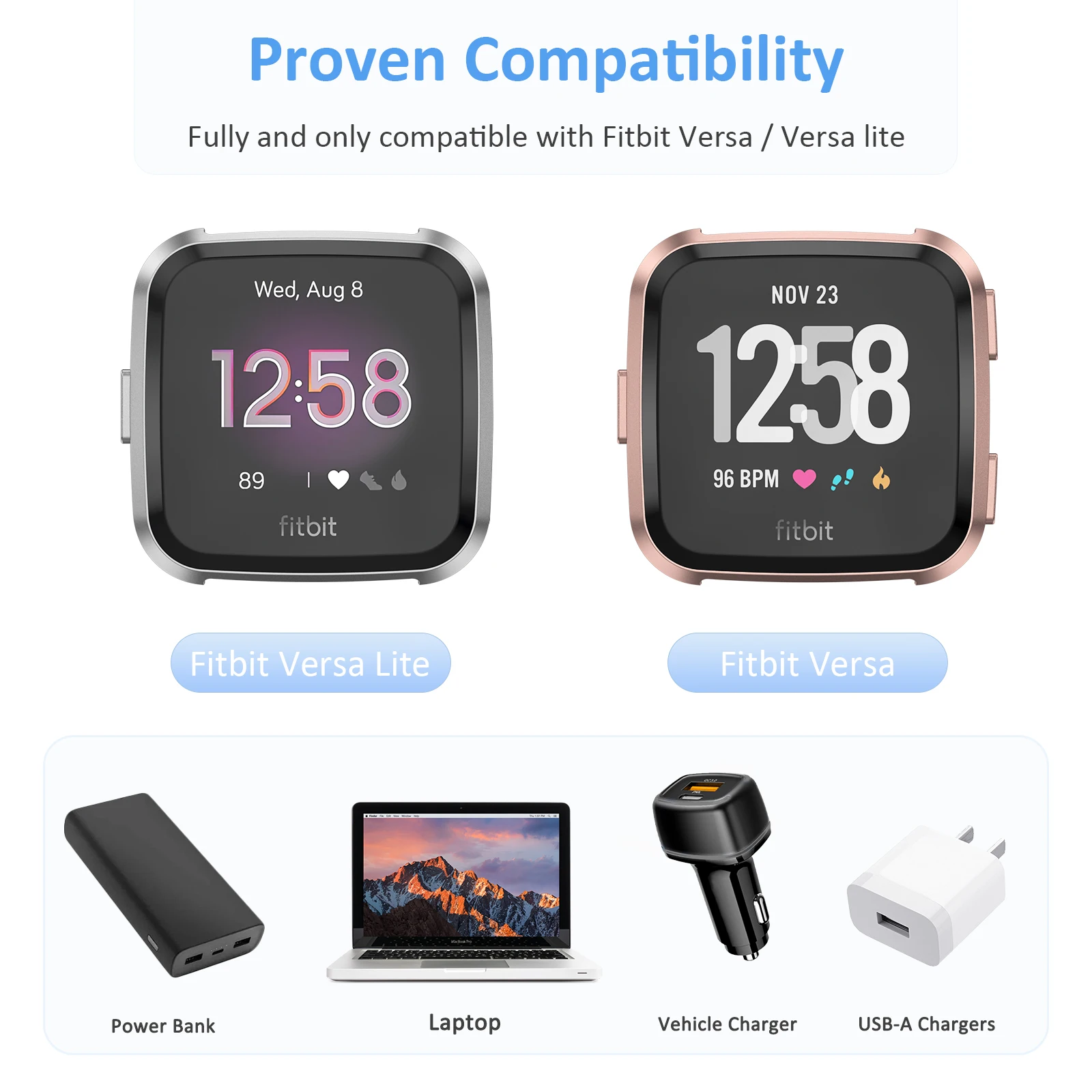 Charger for Fitbit Versa/Versa Lite Charging Dock Base Holder For Fitbit Versa Lite Charger With 125cm Cable