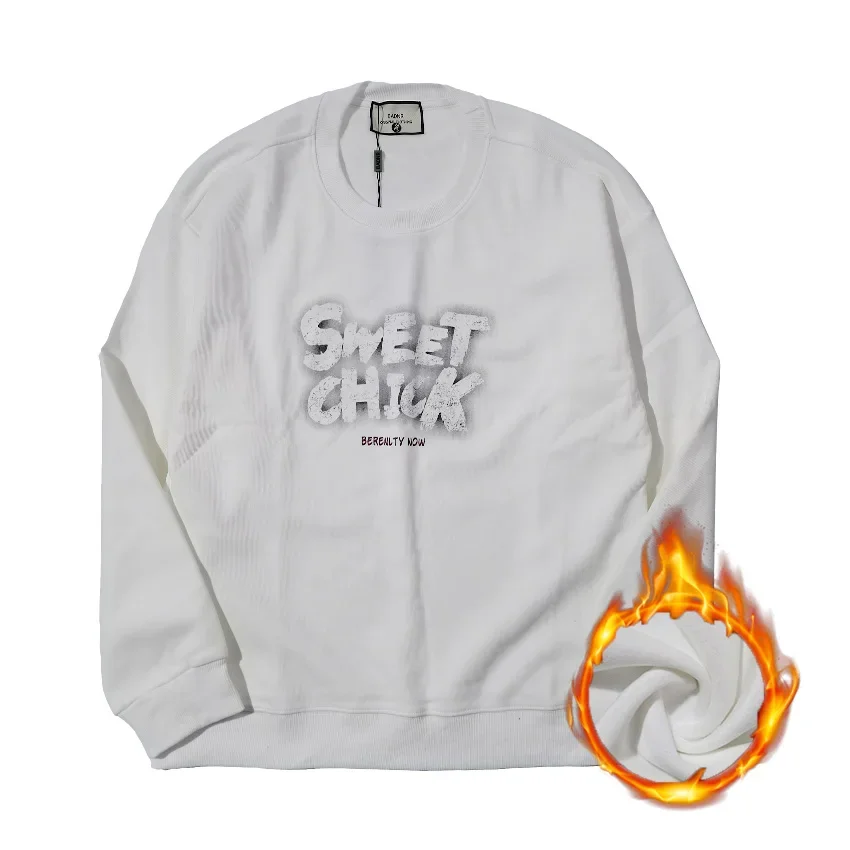 

Men's Sweatshirt 600g-450gHeavy Weight letter print Round neck long sleeved fleece Men clothing Casual Pullover streetwear top