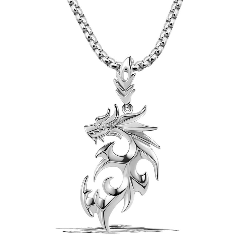 

Dragon Pendant Necklace for Men Women Classic Loong majesty mystery Elegant 925 Sterling Silver Clavicle Chain Fashion Jewelry