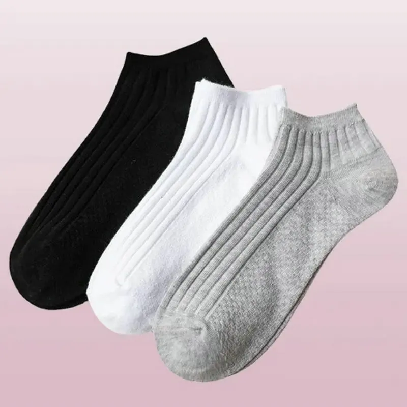 5 Pairs Short Socks Double-needle Shallow Socks Solid Color Classic Business 2024 New Cotton High Quality Solid Color Socks