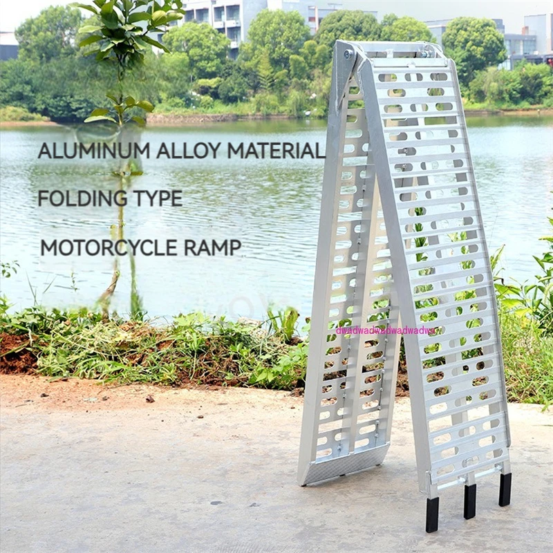 Ramps Motorcycle Loading Trailer Transport Loading Aluminum Alloy Ramp Folding Ladder 228cm