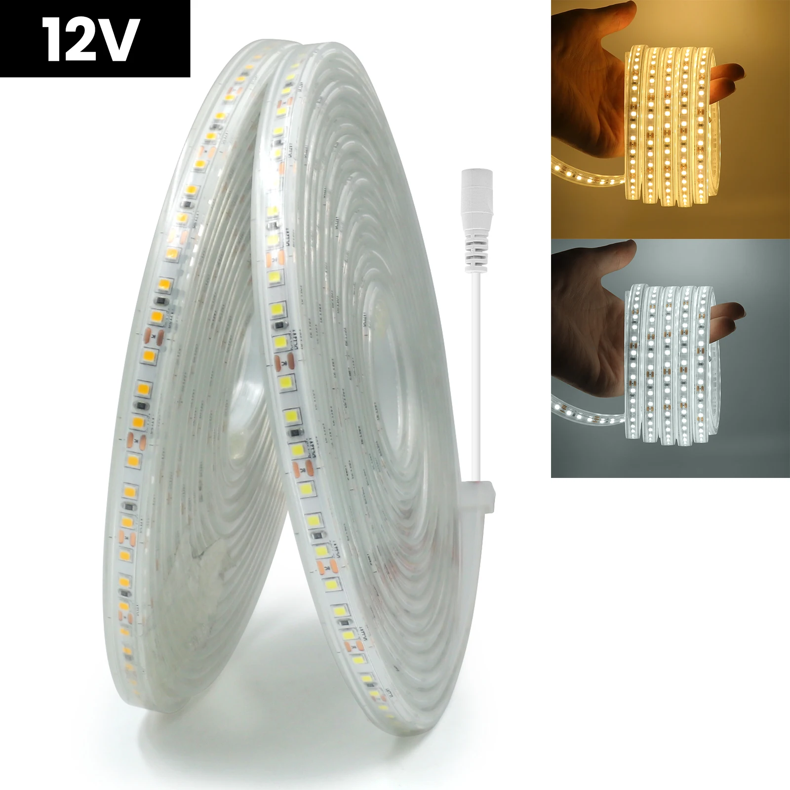 SMD2835 IP67 wodoodporny pasek LED DC 12V 24V elastyczny pasek girlanda żarówkowa 120LED/m taśma lampa wstążkowa zimny ciepły biały 4000K 6500K