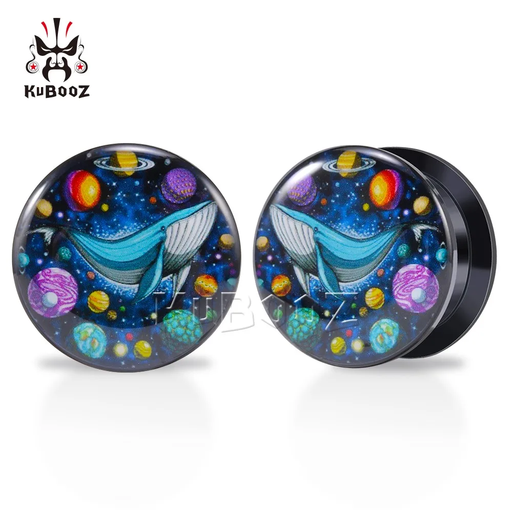 KUBOOZ Unique Acrylic Whale Colored Ball Ear Plugs Tunnels Body Piercing Jewelry Gauges Earring Stretchers Expanders 6-30mm 2PCS