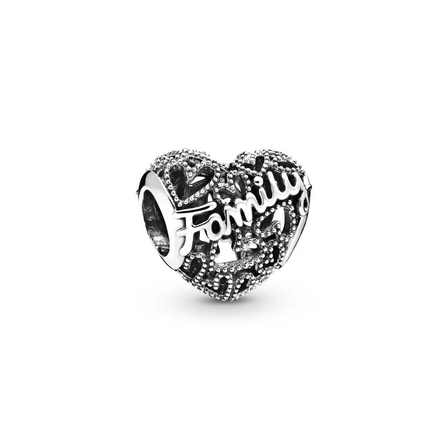 Autentico argento Sterling 925 traforato tessuto Infinity & Family Heart Charm Bead Fit braccialetto Pandora originale regalo di gioielli da donna