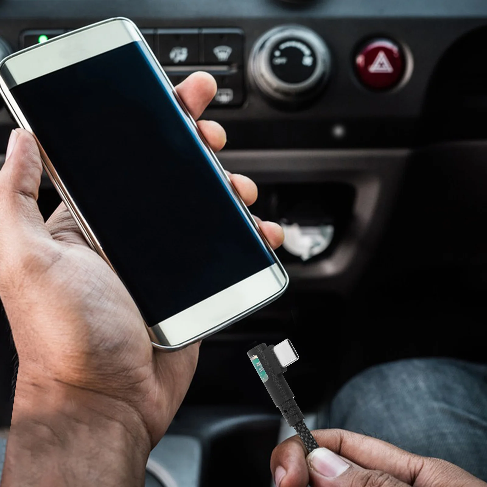 

Double Elbow Type C Cable Dual Charging Cable Fast Charging Cord High-Speed Data Transfer Compatible Smartphones Tablets Blue