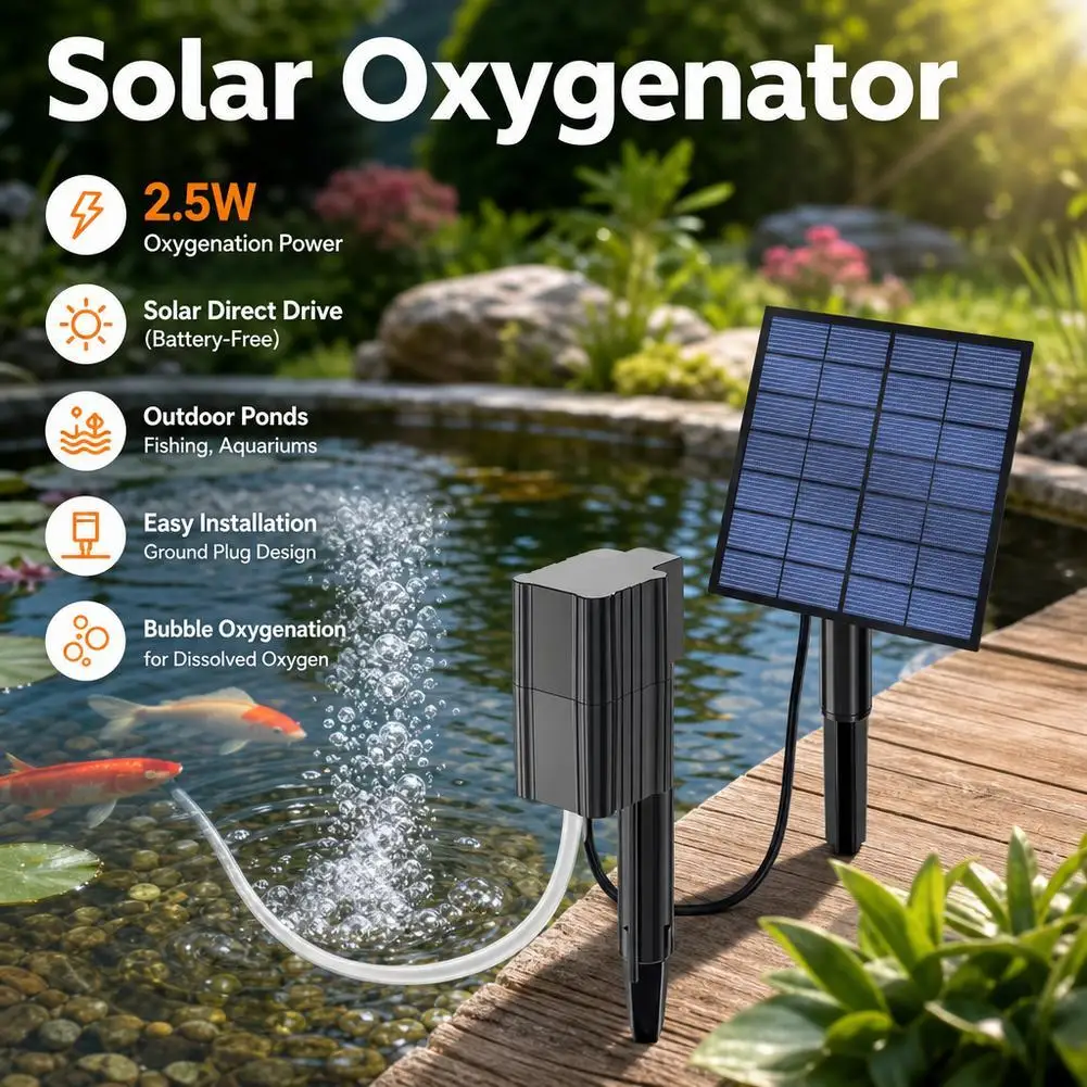 Solarbetriebener Teichbelüfter 2,5W Direktantrieb Luftbelüfter Sauerstoffpumpe für Außenfischteich Aquarium Angeln – Detail 2