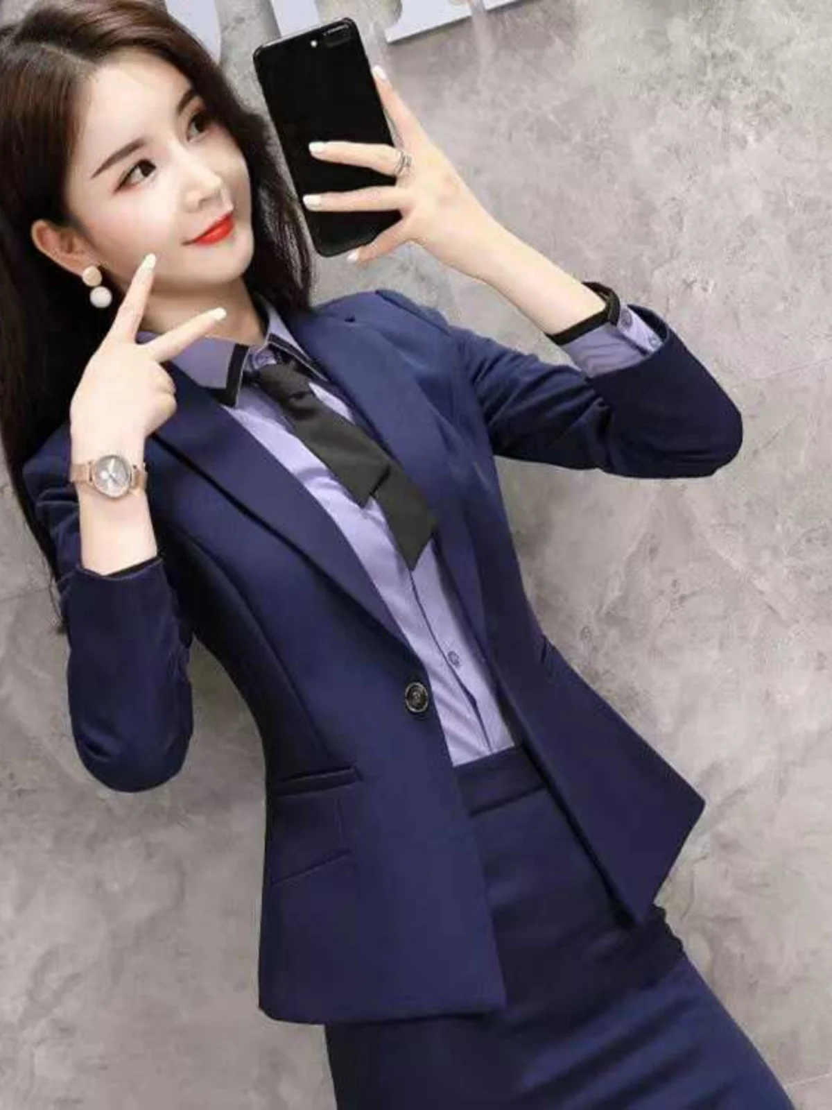 

Комплект профессионального костюма больших размеров: осенний юбочный костюм-двойка в корейском стиле, приталенный, для офиса, модная женская одежда больших размеров