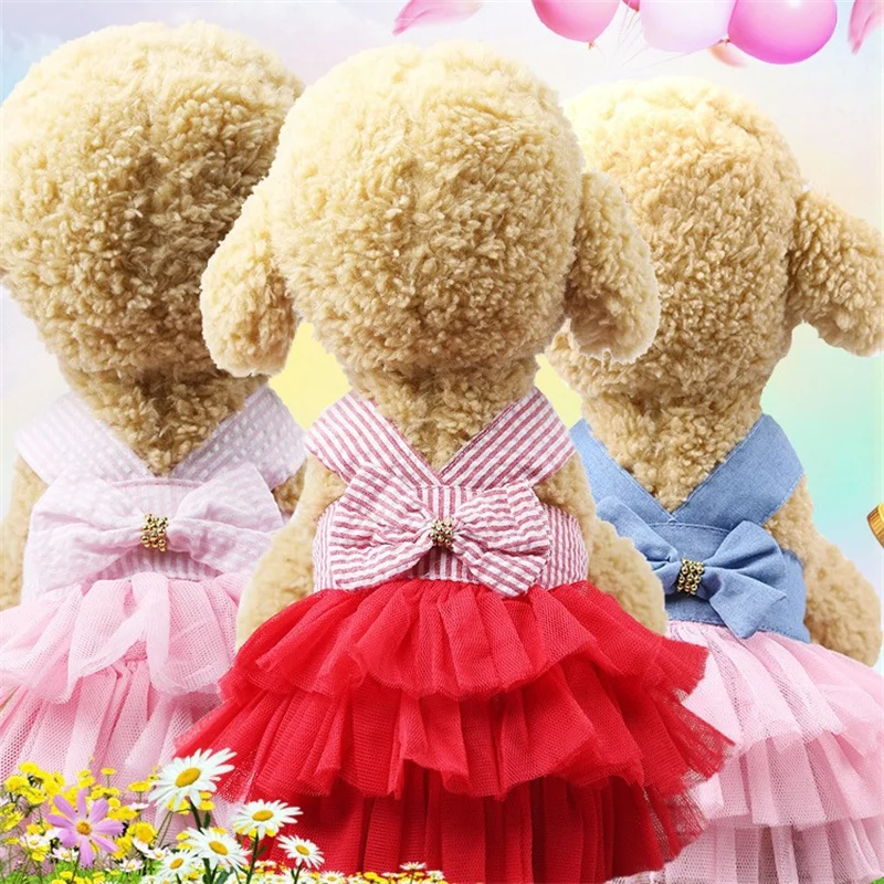 Falda con lazo para perros pequeños – Vestido rojo para Chihuahua - imagen 3