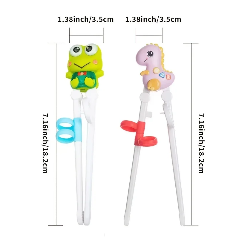 Kids Children Training Chopsticks, Dinosaur And Frog Shape Fun Practice Chopsticks Toy For Baby, Toddler Beginners Learning Chop