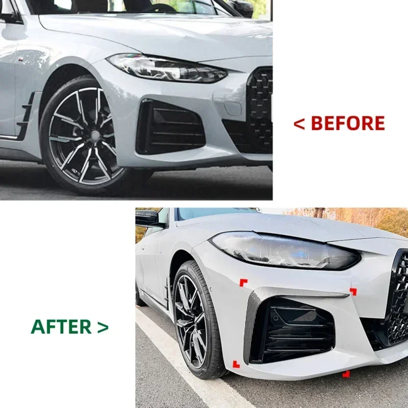 New！ For BMW 4 Series G26 M-Sport 2020  Car Stickers Modification 2PCS Front Bumper Wind Blade Spoiler Sticker