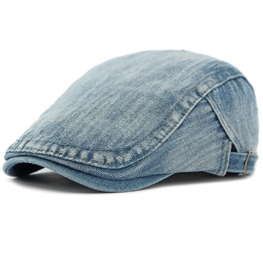 HT4765 Baskenmützen für Männer und Frauen, verstellbare Ivy-Flatcap, Retro-Künstler-Malermütze für Damen und Herren, Frühling-Sommer-Baskenmütze aus Baumwolle und Denim. – Detail 4