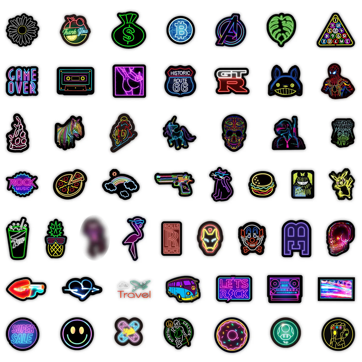 10/30/50 Nieuwe Neon Sticker Auto Bagage Mobiele Telefoon Cup Decoratieve Sticker Notebook Waterdichte Sticker