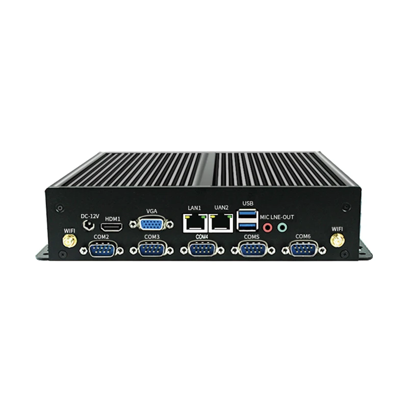 Bez wentylatora Mini PC z 6 * COM RS232 Intel Core i5 3317 6360U i3 3217U i7 7660U podwójnym LAN HDMI VGA mikrokomputer przemysłowe HTPC NUC