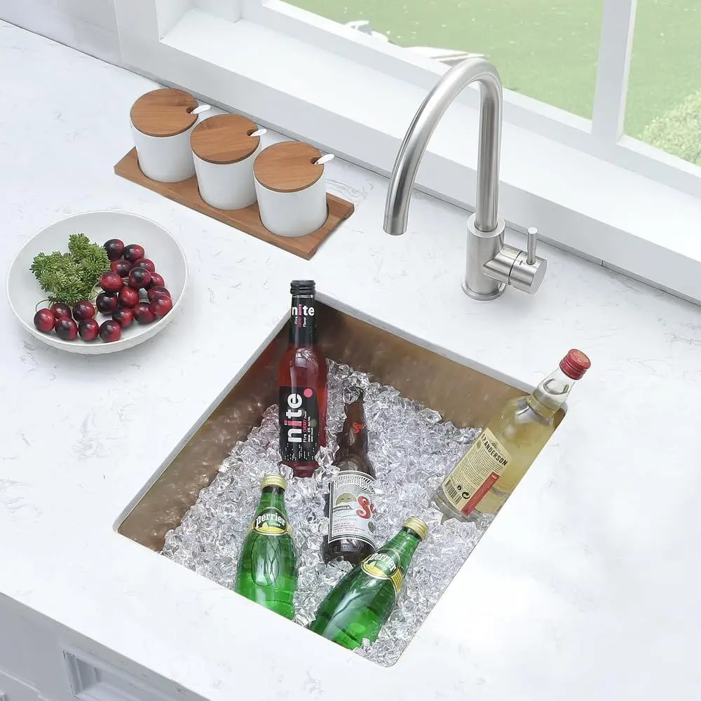 Pia de Cozinha de Aço Inoxidável de 13 x 15 Polegadas para Instalação Embutida, Cuba Única, para Pequenos Bares e Uso em RVs