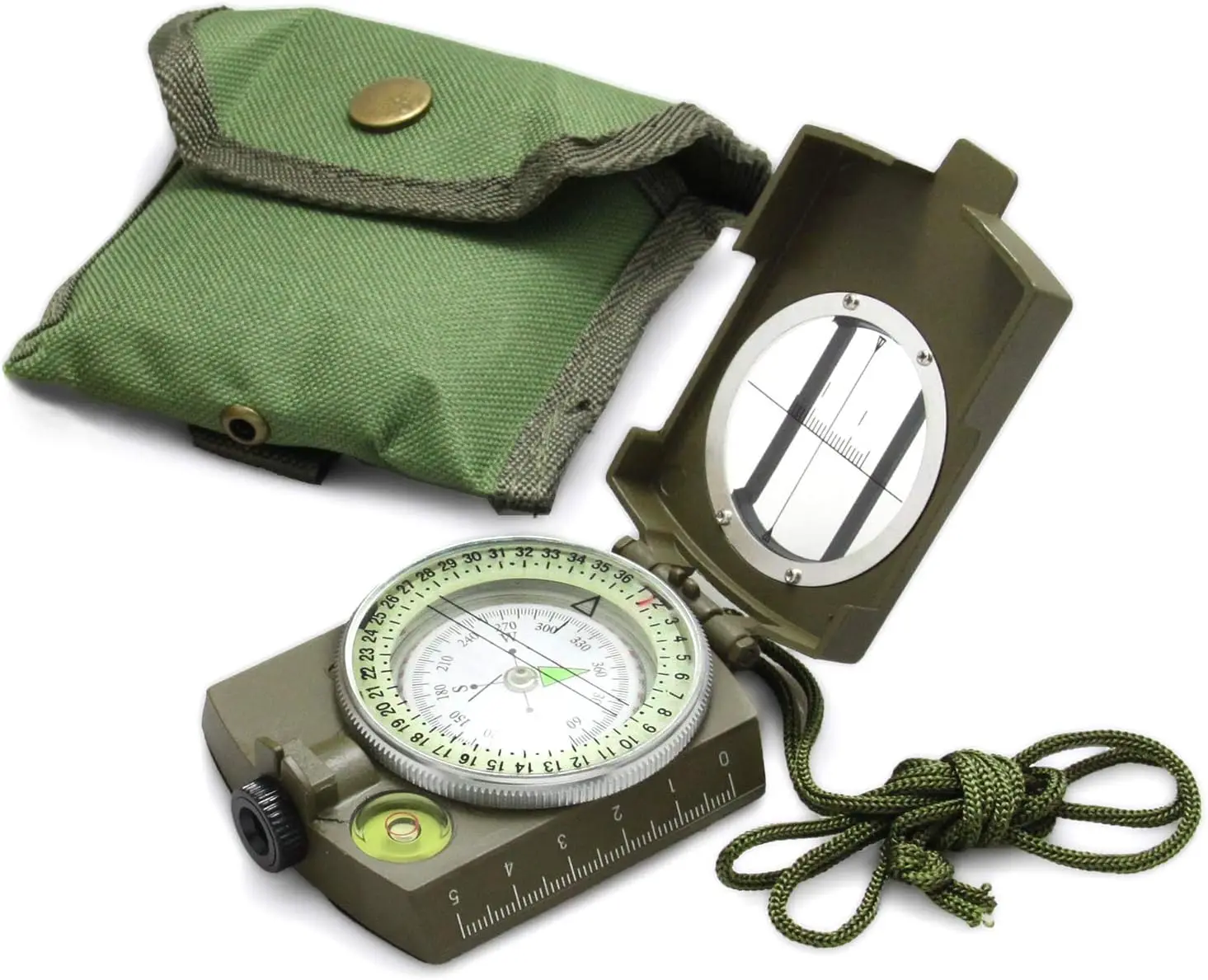 

Military Lensatic Compass with Lanyard & Pouch | Waterproof, Impact Resistant for Hiking