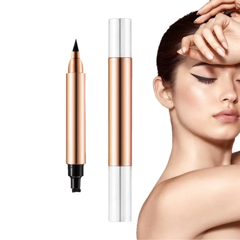 75G Zwarte Vloeibare Eyeliner Duurzaam Smudgeproof Oogzorgpotlood Langdurig Vloeibaar Dubbele Kop Wenkbrauwpotlood Voor Dames Meisjes