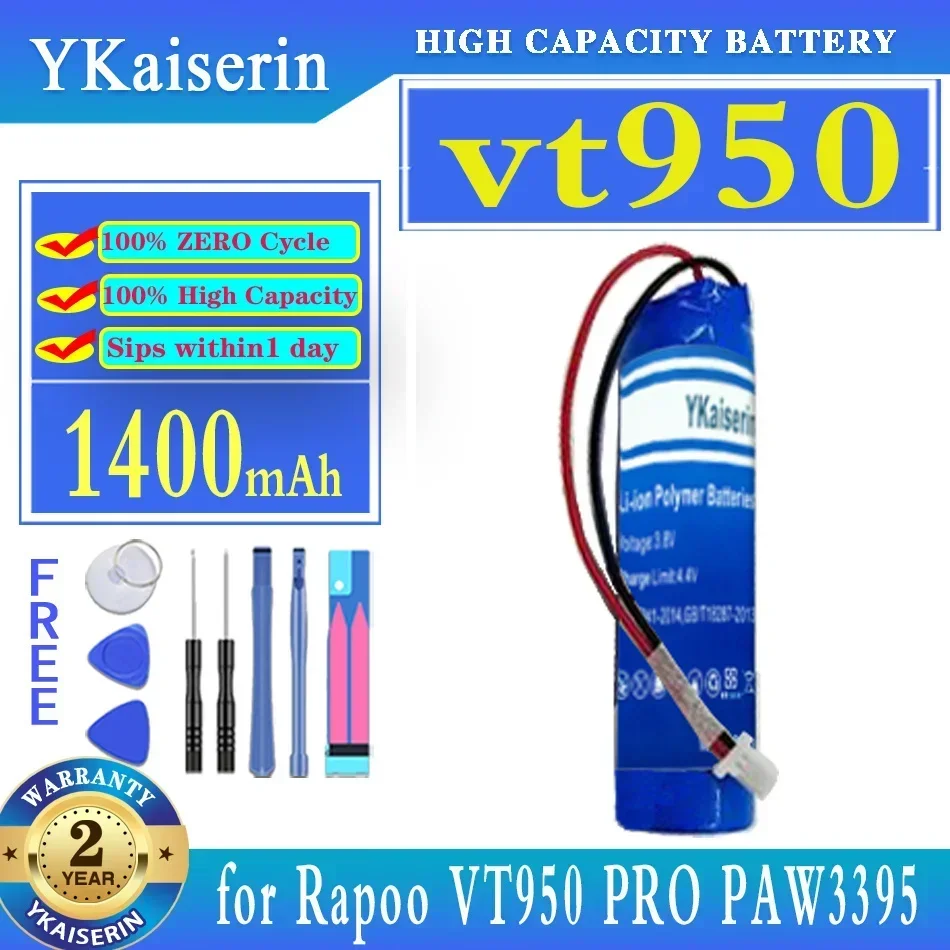 For Rapoo VT950PRO VT950 PRO PAW3395 26000DPI RGB Gaming Mouse 1400mAh Gaming Mouse Battery