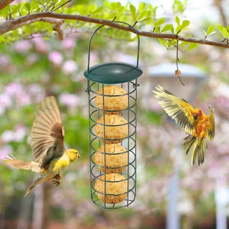 Hanging Bird Feeder Iron Outdoor Pet Bird Seeds Food Feeder Tree Garden Snacks Bucket Holder Comederos Para Aves Bird Supplies