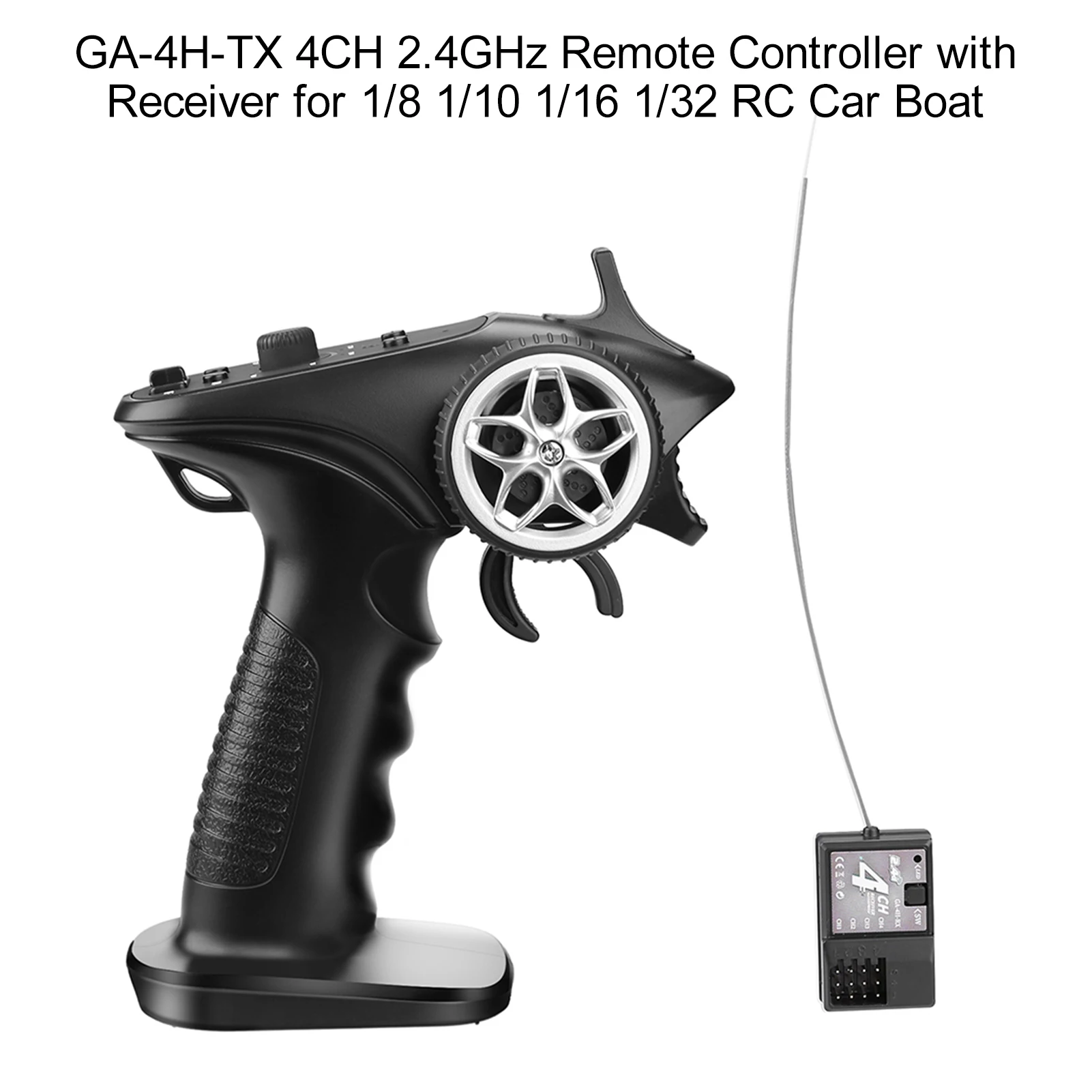 GA-4H-TX 4CH 2.4GHz Digital Radio Transmitter with Receiver for 1/8 1/10 1/16 1/32 RC Car Boat