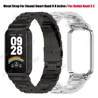 Stainless Steel Strap For Xiaomi Mi Band 9 8 Active Watch Band Replacement Bracelet Correa For Redmi Band 3 2 Smart Wristband