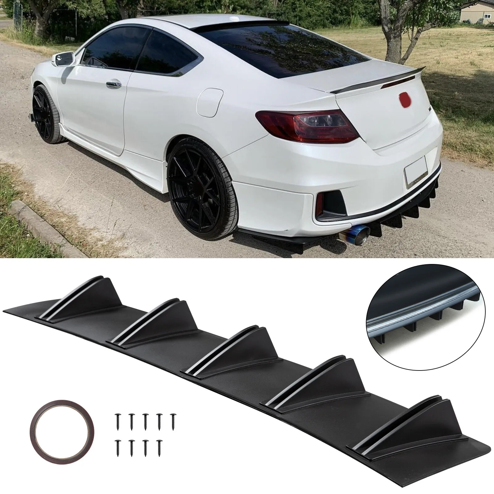 

For Honda Accord Civic Rear Bumper Lip Diffuser Spoiler Shark Fin Splitter Wing