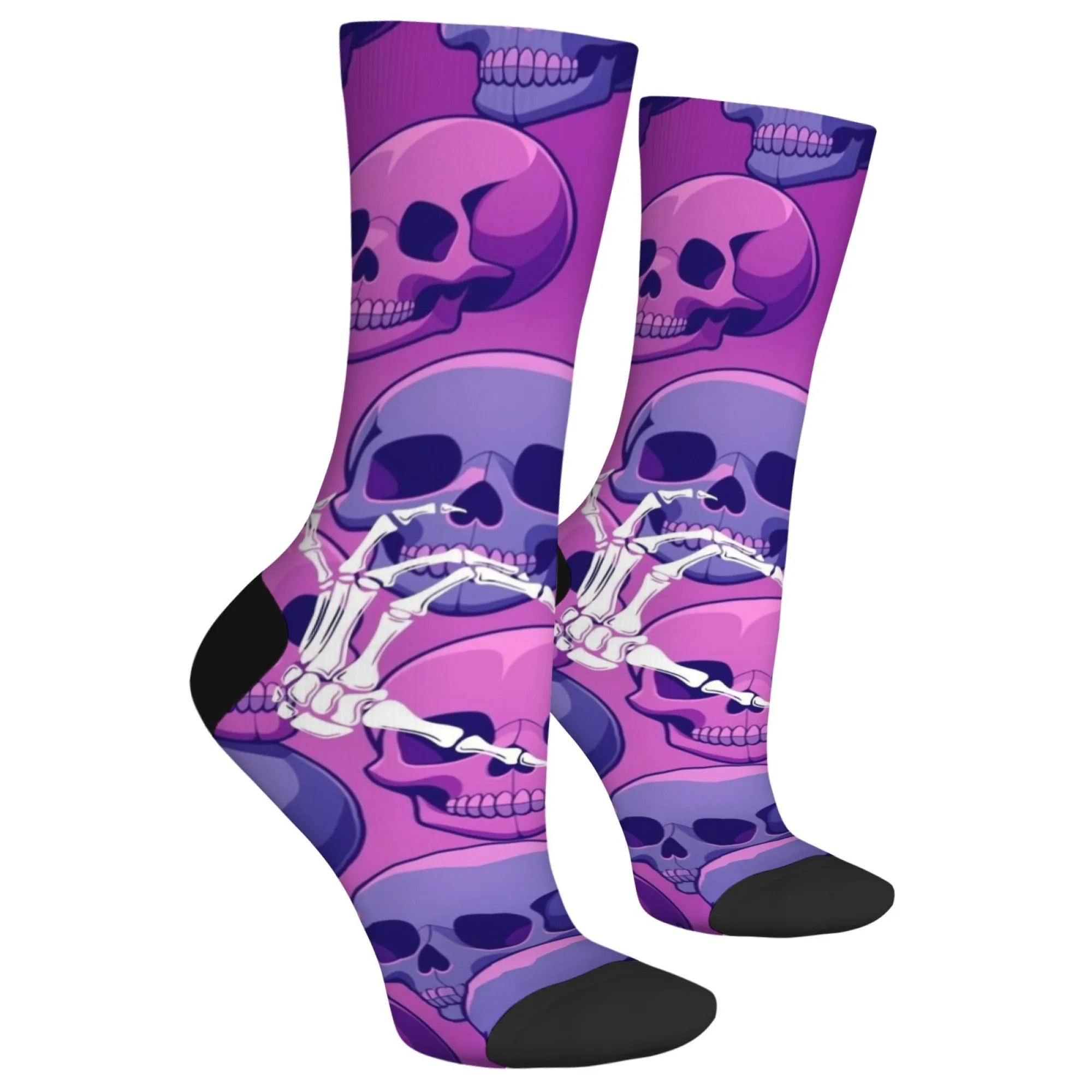 الظلام الأرجواني لهجة الظلام الجمجمة العصرية الرجال طاقم الجوارب التدرج الهيكل العظمي نمط الجوارب للأزياء البديلة وارتداء الشارع عارضة