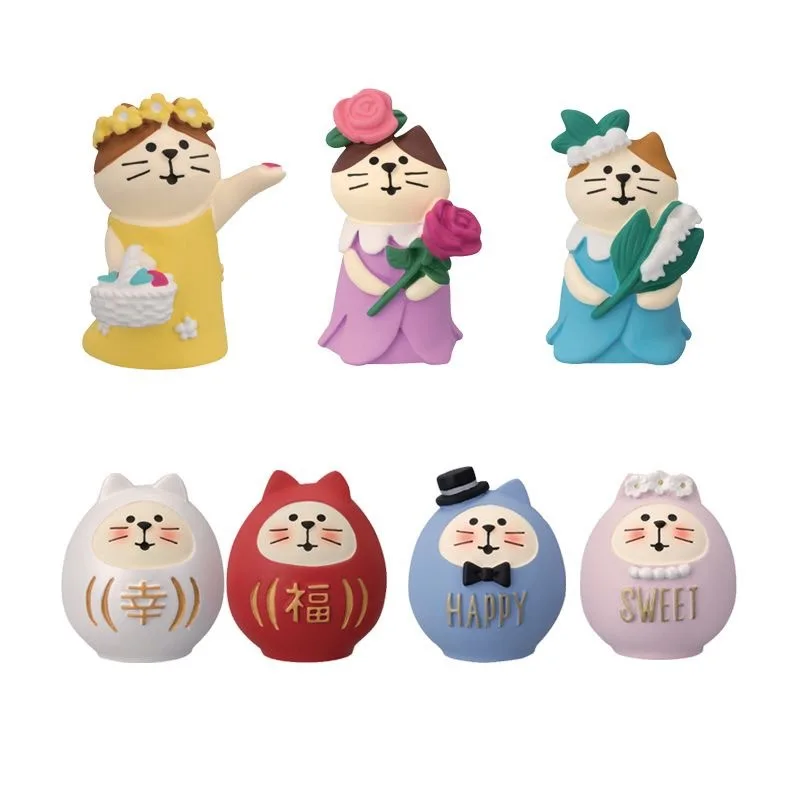 Zakka Creative Cat Figure Wedding Gift Miniature Model Figurines Fashion Gifts Toys Car Interior Desktop Ornament Accessories
