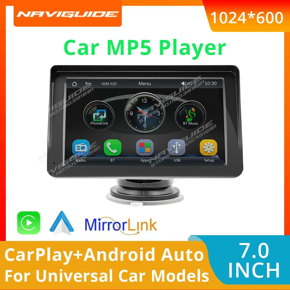 

NAVIGUIDE 7.0 Inch Wireless Auto Carplay Universal Car MP5 Player Bluetooth Touch Screen FM For Universal Car Models