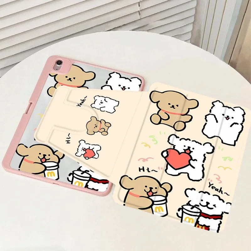 360 Degree Rotation Smart Cover for IPad Air 6 Case IPad 10th Gen Air 5th 4th 10.9 2020 Pro 11 IPad 10.2 7th 9th 8th Happy Puppy