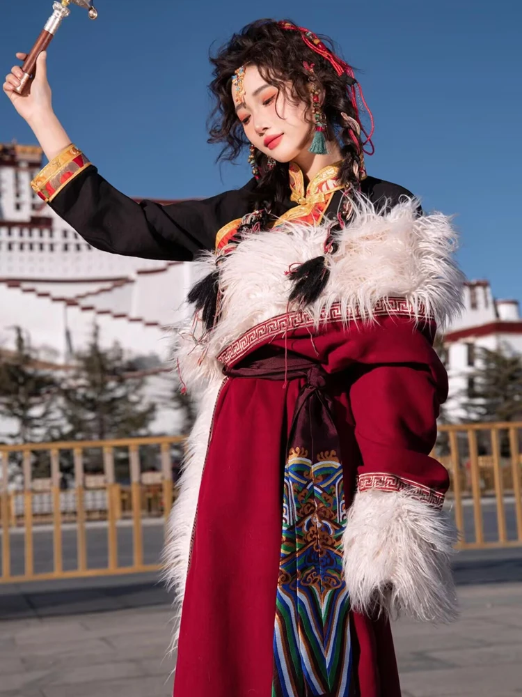 

Новый этнический тибетский костюм: полный комплект для танцев и фотосессий, традиционная одежда для этнических меньшинств, модная одежда для путешествий и фотосъемки