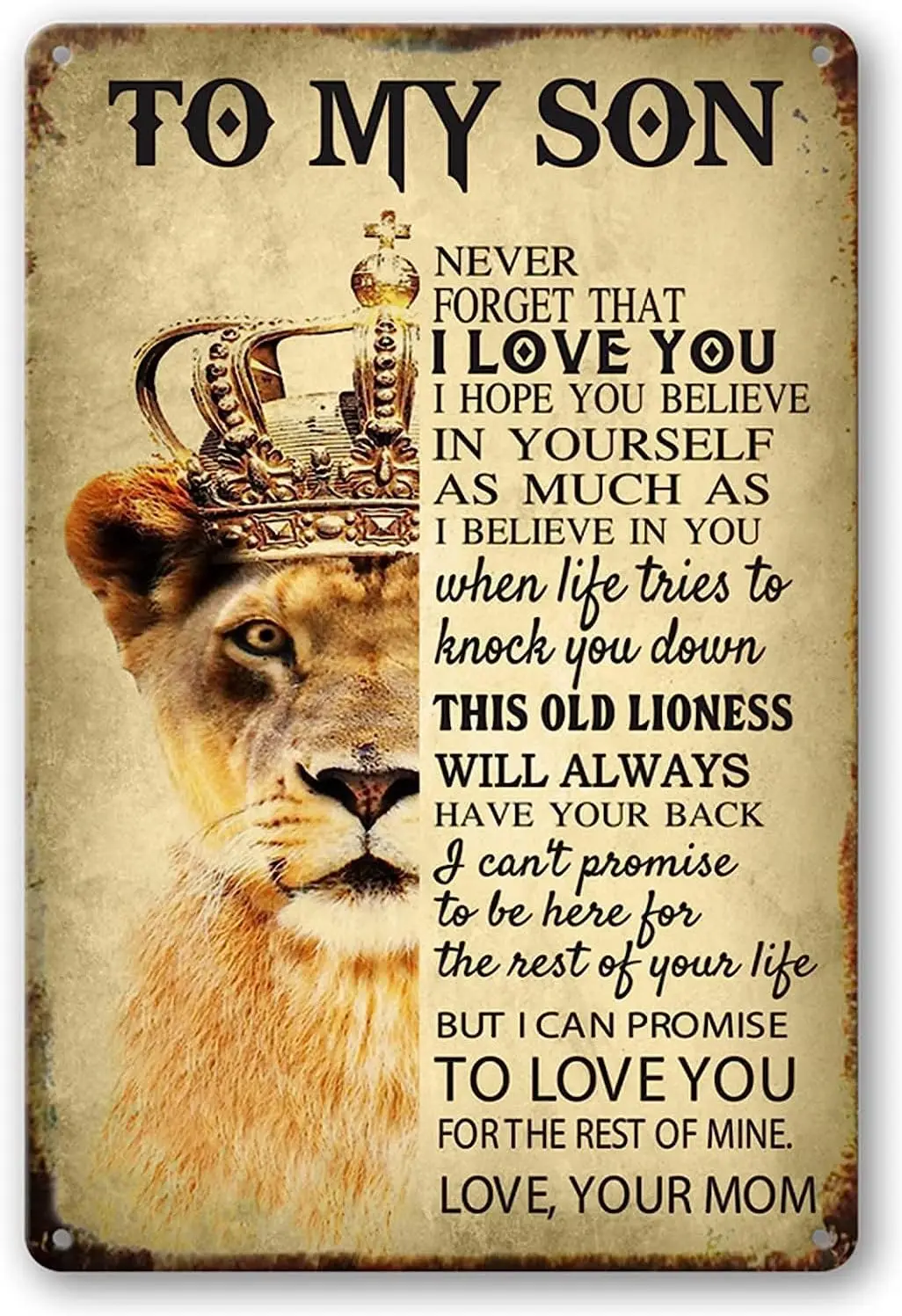 To My Son Sign Inspirational Metal Tin Never Forget That I Love You Poster Gifts For Bedroom Office -al