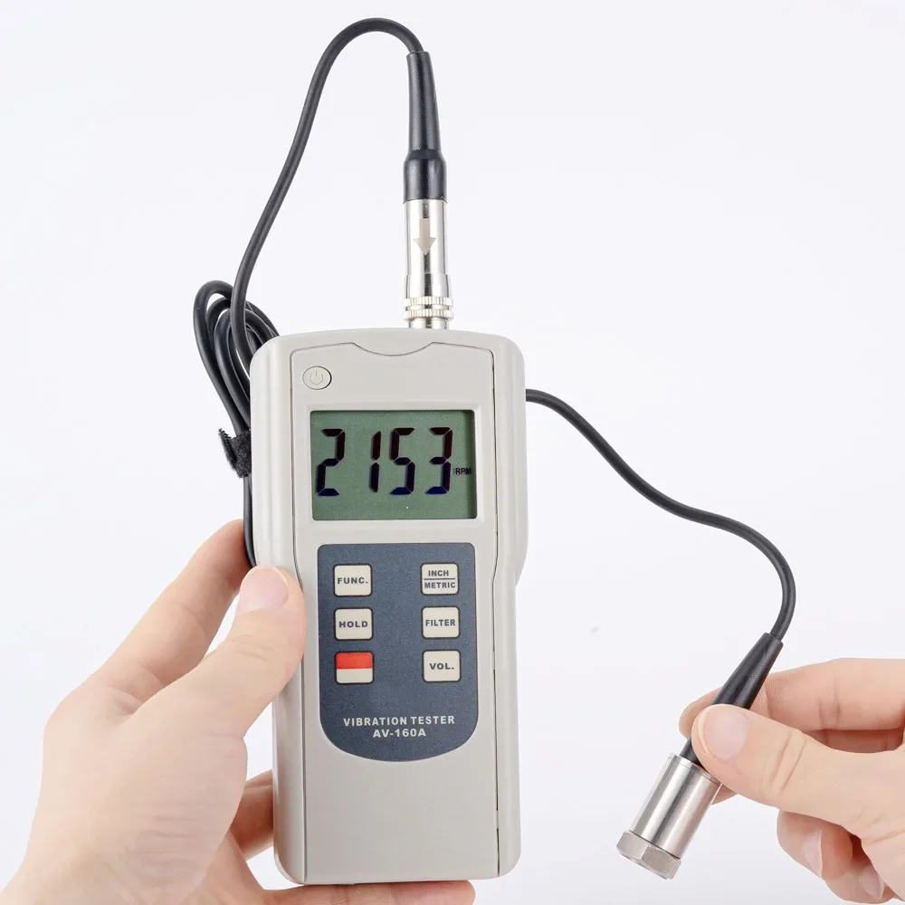 AV-160A Digital Vibration Meter 10-10KHz Displacement Velocity Acceleration Mechanical Vibration Analyzer