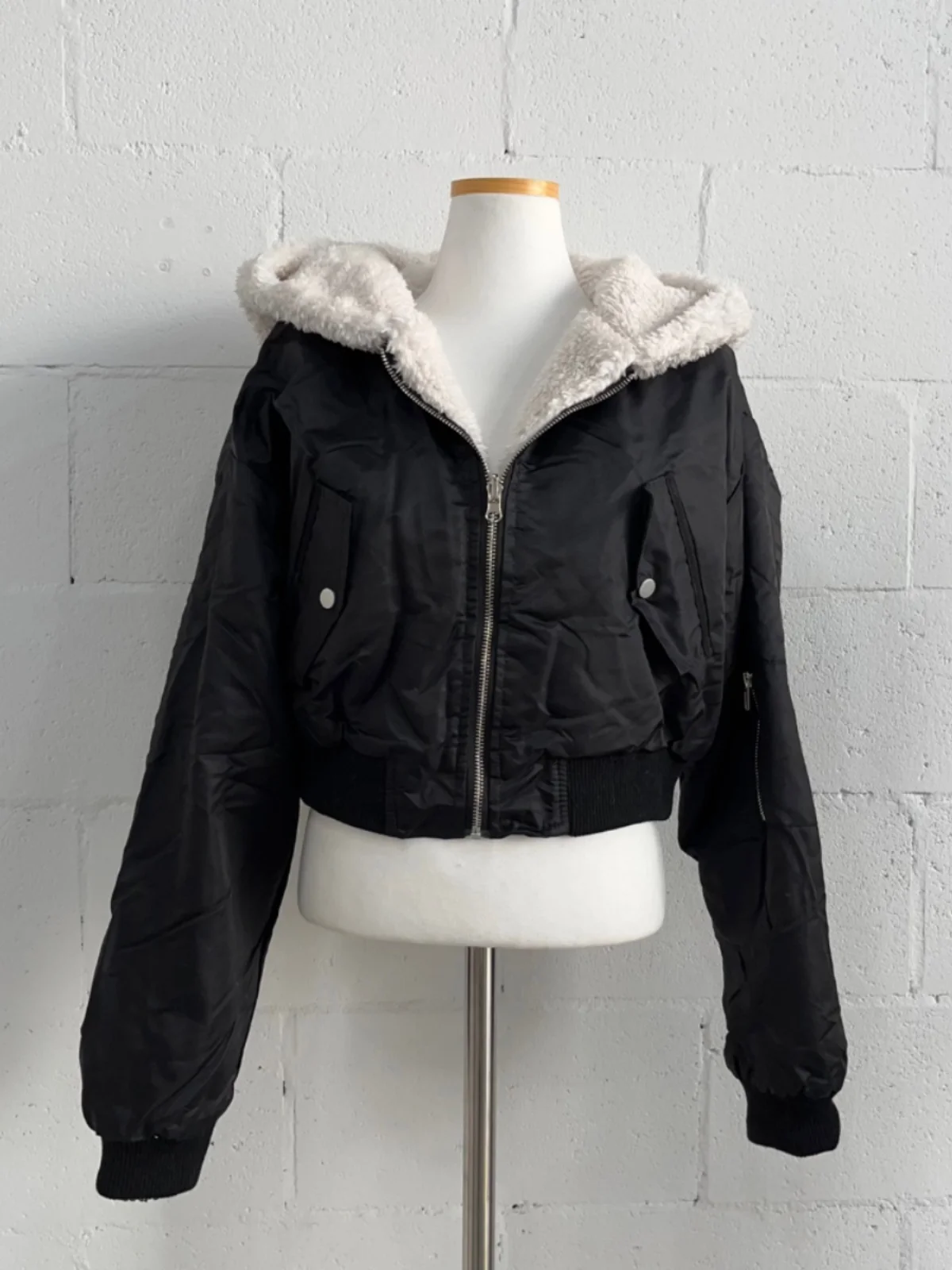 سترة قطنية قصيرة سميكة ودافئة للشتاء مع فرو الحملان، سحاب وغطاء للرأس، يمكن ارتداؤها على الوجهين، معطف قطني للنساء بأسلوب كور... #2