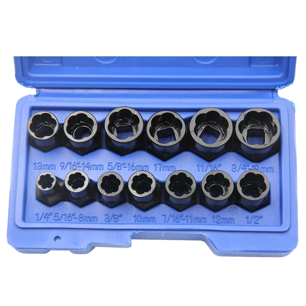 Tire Stripped Screw Tool Kit 13PCS Hexagonal Removal Sleeve Set Damaged Nut Bolt And Screw Remover