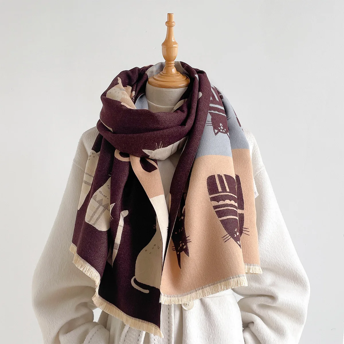 Scarf Fashion Hijab Bandana Pashmina Shawl Cashmere Wrap Graceful All Purpose Ornament For Short Vacation Formal Reception