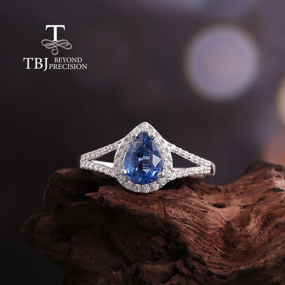 

TBJ, Exquiste 925 Sterling silver women's ring natural Kyanite pear 6*8mm gemstones Simple designed fine jewelry for daily gifts