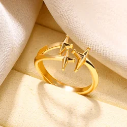 Retro Star Cross Irregular Rings For Women Men Gold Color Stainless Steel Ring Fashion Wedding Party Gifts Accessories