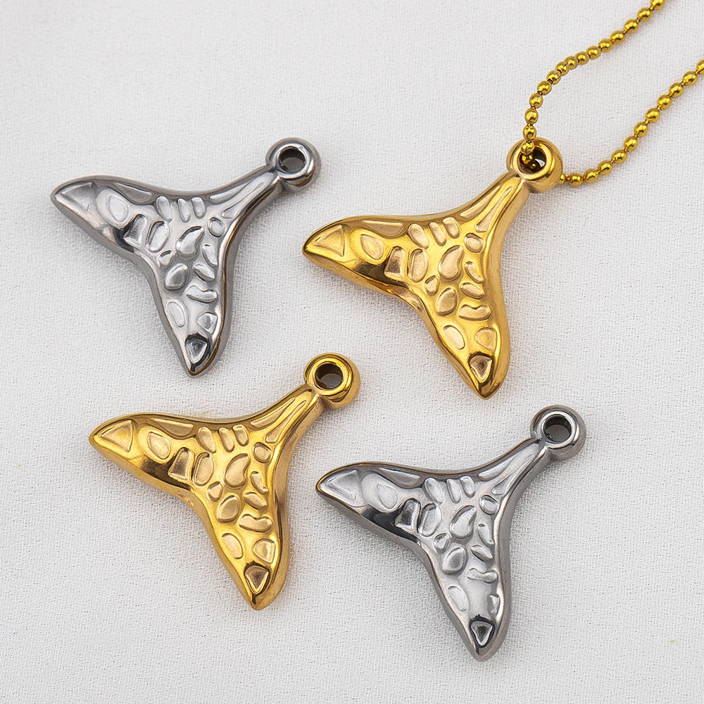 2pcs 304 PVD Plated Stainless Steel Fish Tail Pendant Mermaid Charm DIY Trend Necklace Earring Jewelry Making Keychain Supplies